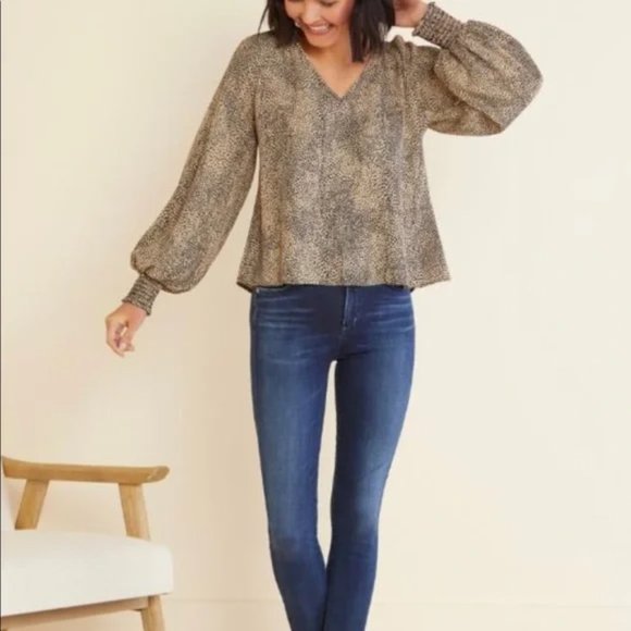 Evereve Allison Joy Blair leopard print v neck blouse size XS - Picture 2 of 12